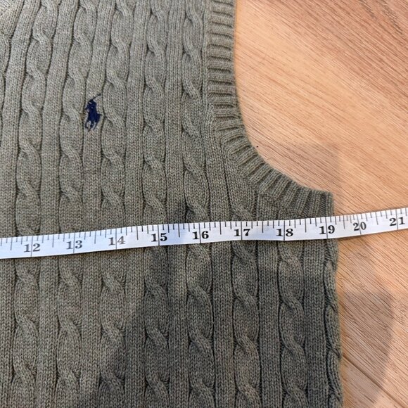 Polo Ralph Lauren Olive Green Cable Knit Sweater Vest Men’s Size Large - Picture 10 of 11